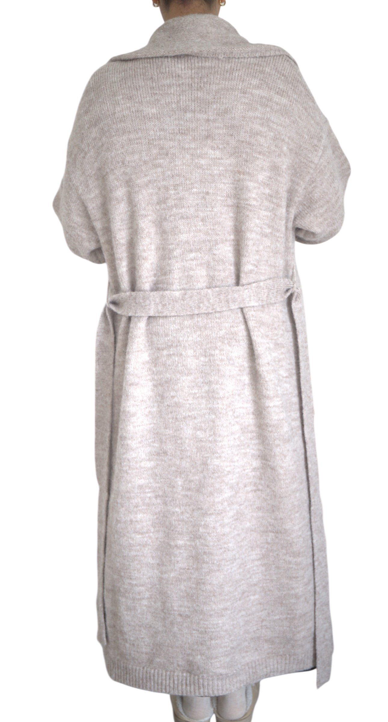 Gilet long beige avec ceinture