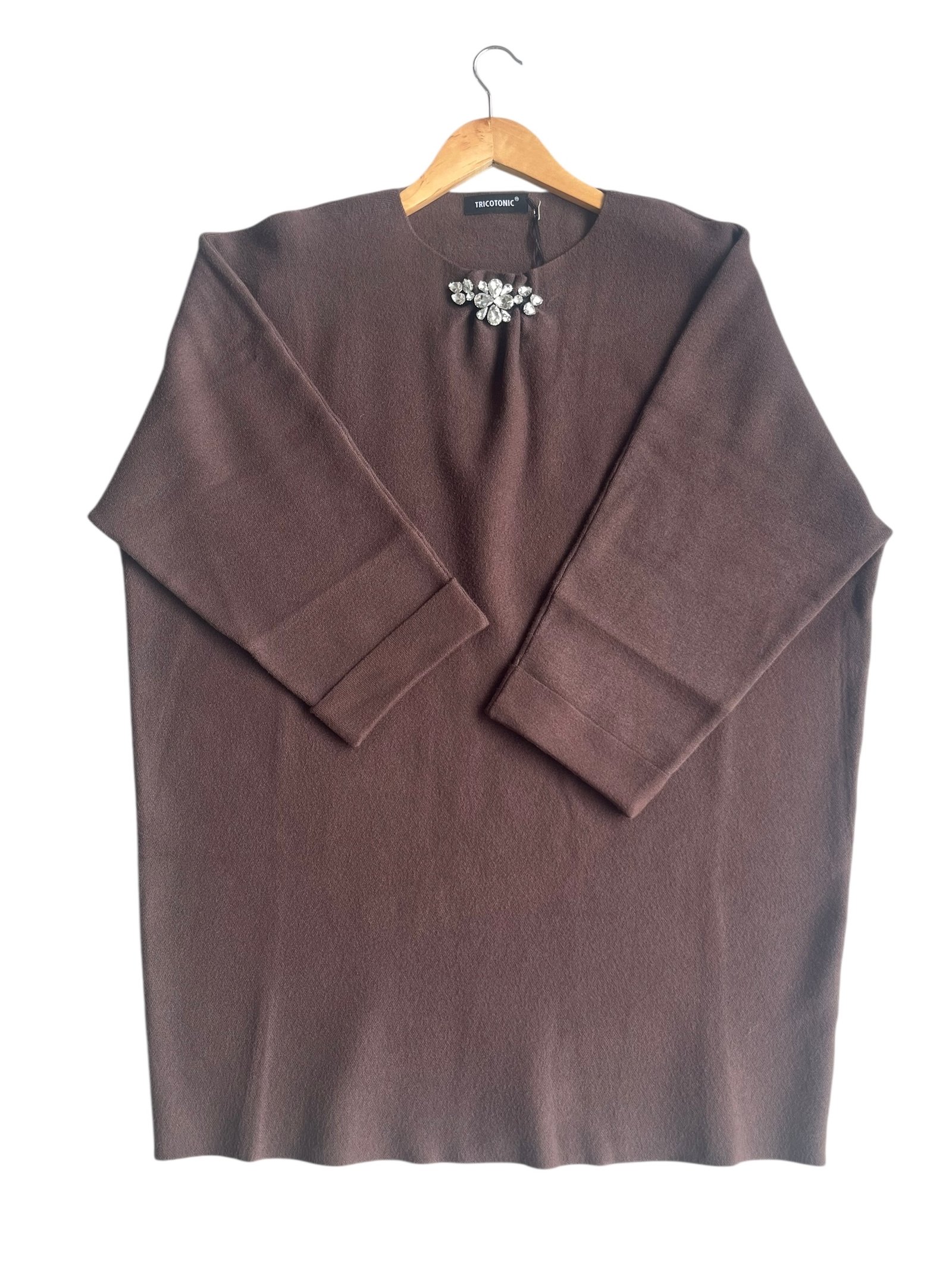 Pull robe bijoux (gris, chocolat, bleu)