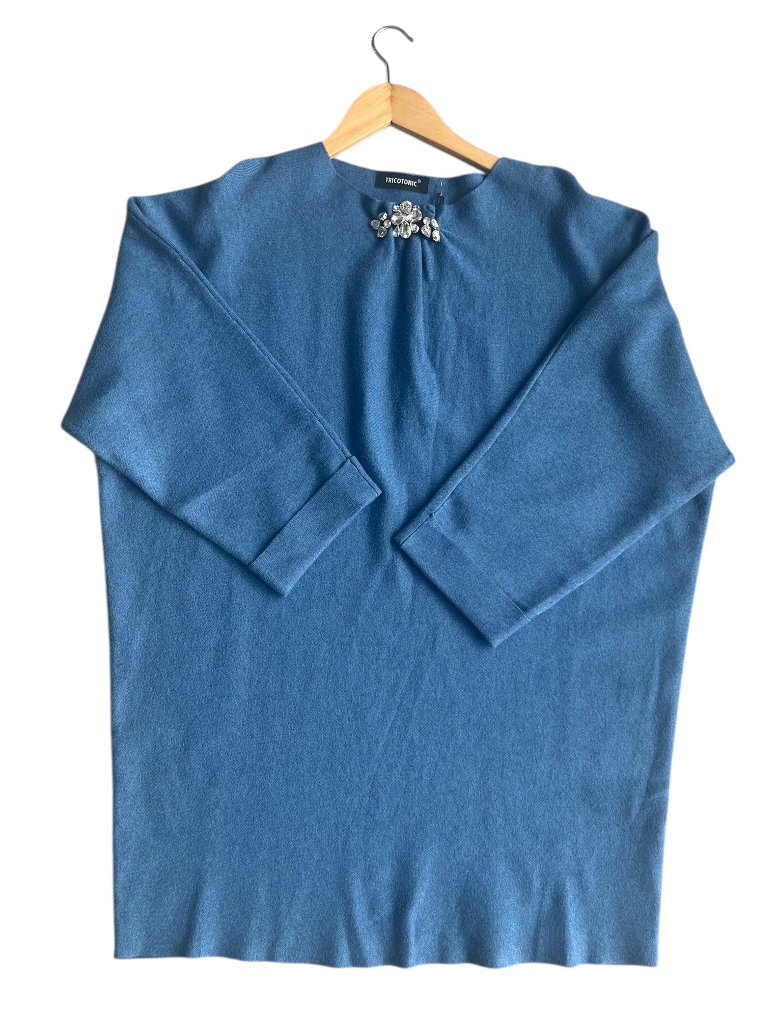 Pull robe bijoux (gris, chocolat, bleu)
