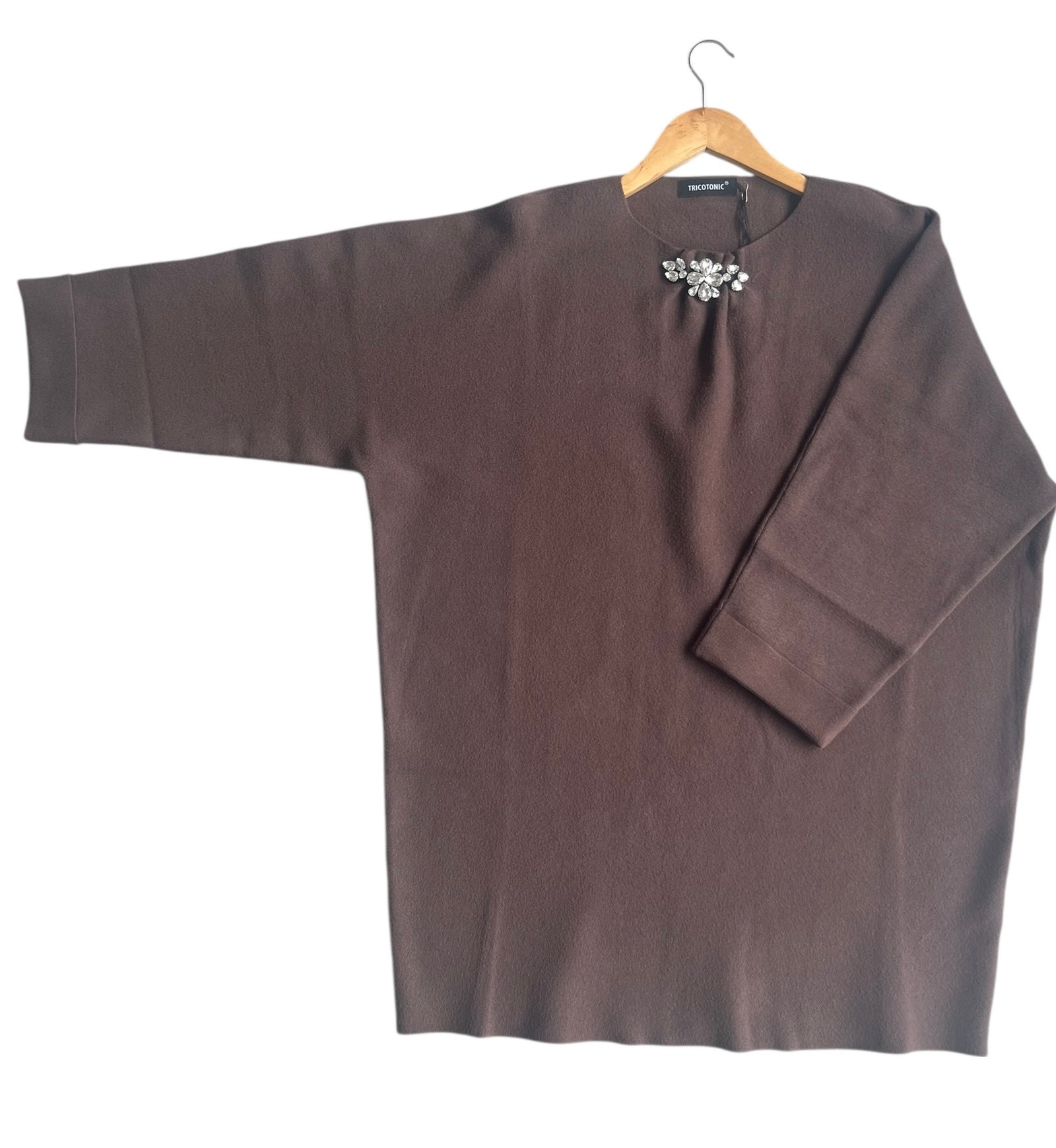 Pull robe bijoux (gris, chocolat, bleu)