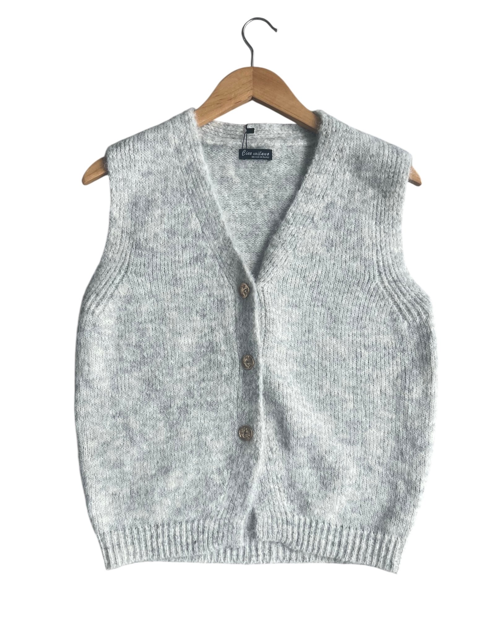 Gilet laine boutons dorés