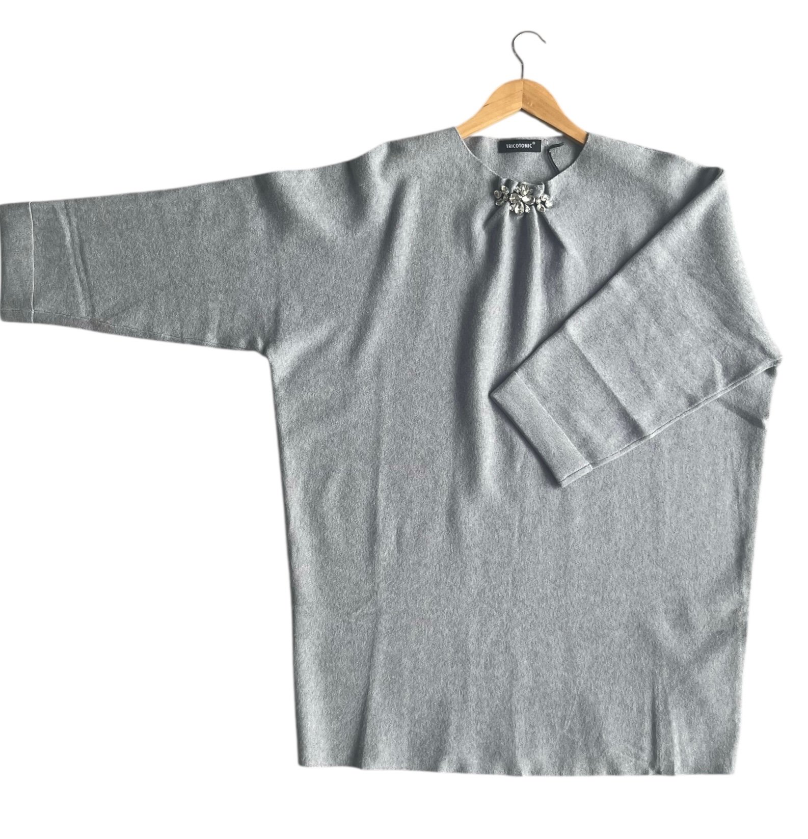 Pull robe bijoux (gris, chocolat, bleu)